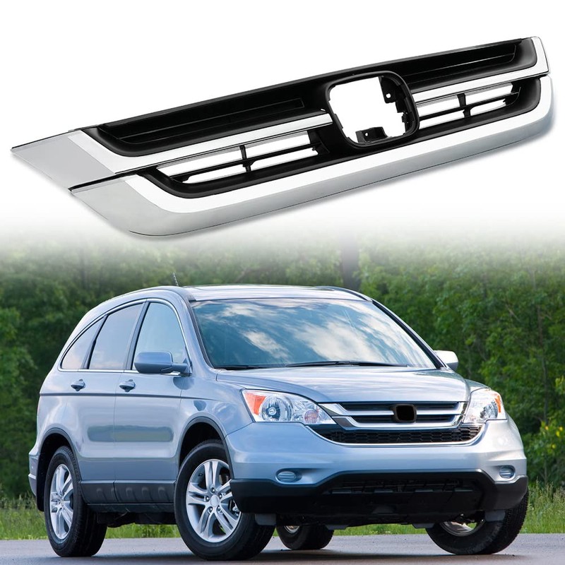 CNNELL Front Upper Honeycomb Grill Grille Chrome and Black Compatible