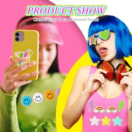 98 Pcs Self Adhesive Chenille Patches Cute Chenille Embroidered Patches Colorful Heart Lightning Rainbow Patches Applique for Clothing Fabric Jackets DIY Mobile Phone Backpacks Hat (Cute Style)