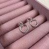 Sterling Silver Circle Nugget Drop Stud Earrings