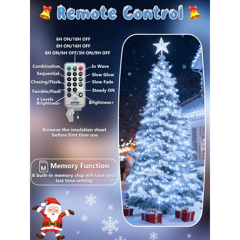 25FT 500 LED Christmas Cluster Lights, Firecracker String Lights with