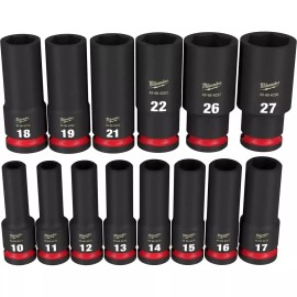 Milwaukee Shockwave 1/2" Drive Impact Socket set Deep Well Metric 14 piece MM