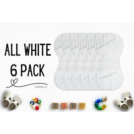 Muslin Baby Burp Cloth, 100% Soft Cotton, 6 Absorbant Layers, Peanut Shape Perfect for Shoulder, 9x20 Inch, Boy or Girl