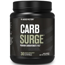 Jacked Factory Carb Surge - Premium Carbohydrate Powder with Carb10 Pea Starch & Cluster Dextrin for Fast-Acting Intra Workout Carbs & Increased Energy - 30 Servings, Unflavored
