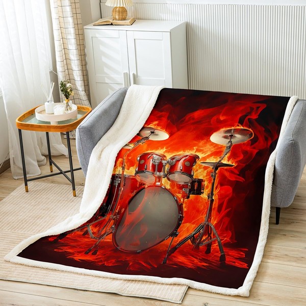 Feelyou Drum Kit Fuzzy Burning Drum Set Fleece Rock Music