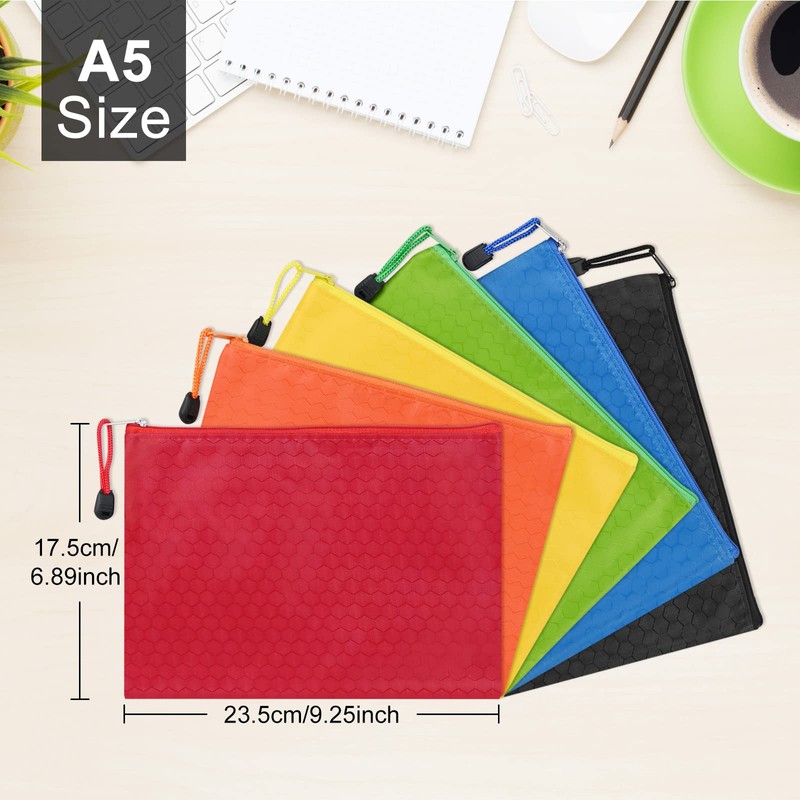 Pack of 12 Document Wallets A5 Waterproof A5 Zip Briefcases,