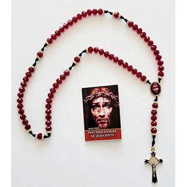 Oraciones Preciosa Sangre De Jesucristo Oracion de Bosillo y Rosario de Cristal de La Sangre de Jesucristo