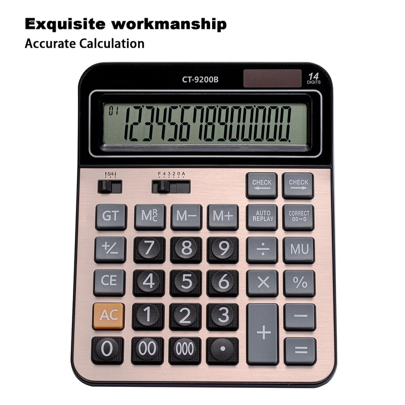 HIHUHEN Large Computer Electronic Calculator Counter Solar & Battery Power