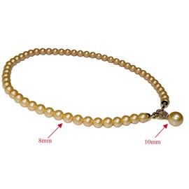 Ailana Laine 8mm & 10mm South Sea Pearl Pendant Necklace for Women - 8mm & 10mm Cultured Pearl Necklace Single Pearl Necklace for Women with 925 Sterling Silver Chain (Gold)