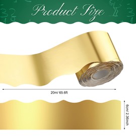 Ecally 65.6 ft Scalloped Bulletin Board Borders Classroom Borders Shine Scalloped Borders Decorative Bulletin Board Trim Poster Board Decorations for School Classroom Home Decor (Gold)