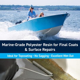 TotalBoat Polyester Finishing Resin - Marine Grade Fiberglass Resin with Wax for Boat and Surfboard Building and Repair (Quart)(Packaging May vary)