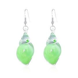 Fantasy Conch Earrings for Women - Bohemian Resin Dangle Earrings, Beach Earrings - Hawaii Earrings for Women, Colorful SeaShell Conch Earrings - Green