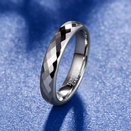 083BASE Women's / Men's Silver 2 mm Wide Dome Shape and Comfort Fit Design Stone Unisex Tungsten Rings for, Tungsten
