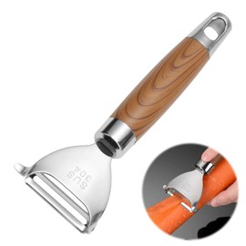 Stainless Potato Peeler, Vegetable Speed Peeler with Wooden Handle, 304 Stainless Steel Good Grip - Y Shaped with Eye Remover, Multifunctional Peeler for Vegetable Fruits Kitchen Utensil