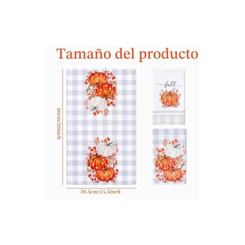 Kinearcharms Toallas de Cocina Calabaza Naranja otoño Juego de 2-43x66