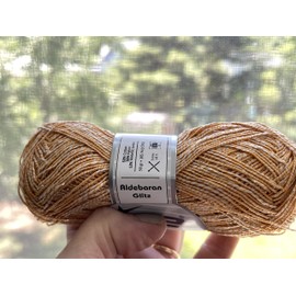 Ice Yarns Aldebaran Glitz - Skinny Sport Weight Cotton Blend Yarn with Subtle Metallic Accent - 50 Grams (1.75 Ounces) 165 Meters 68406 Aldebaran Glitz Orange, Gold