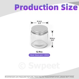 Swpeet 12 Packs 4 oz - 120ML Transparent Glass Jar with Silver Lid Assortment Kit, Round Containers Cosmetic Glass Jars with Lids Travel Jars Cosmetic Containers for Cream, Lotion