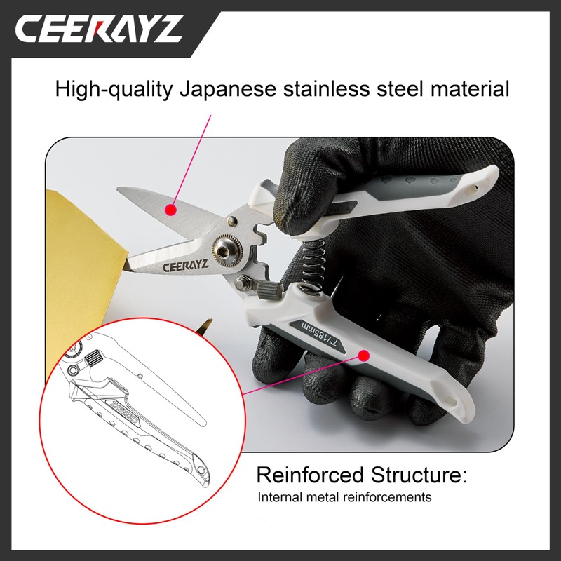 CEERAYZ 185mm Scissors All Purpose Heavy Duty, Garden Shears, Scissors