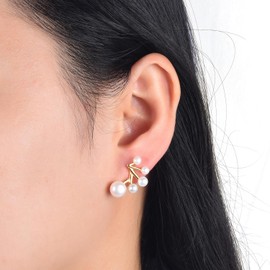 Pearl Earrings: Modern Cluster Freshwater Pearl Stud Earrings in Gold-Plated Sterling Silver – Unique Design, Hypoallergenic, Perfect for Elegant and Everyday Wear