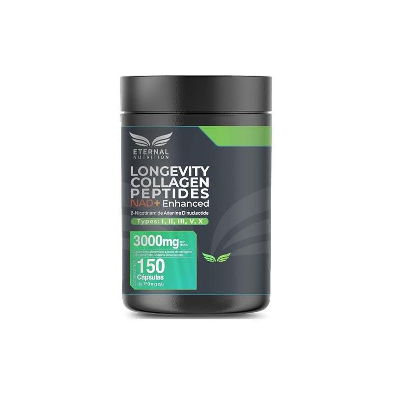 ETERNAL NUTRITION Longevity: Colágeno Hidrolizado Bovino + NAD+ (150 Caps)