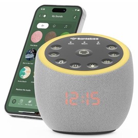 White Noise Sound Machine for Sleep Smart with 388 Sounds&3 Custom Buttons | Santebee Sleep Machine APP Control Night Light, Soothing Noise Canceling 