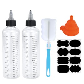 JRSHIRLEYLTD 2 Stück Quetschflasche 230ml Squeeze Flasche mit Skala klare Ölspender Flaschen mit Spitzenkappe Mehrzweck Plastikflasche für flüssige Gewürze sauce Öl Soja Essig,Wiederverwendbar