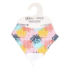 Glitter and Spice Organic Chew Bib, Chrysanthemums