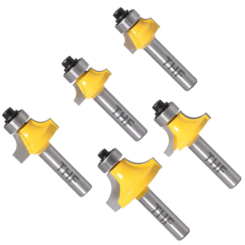 THF 5 Pieces Round Over Milling Cutter Bits, 8 mm