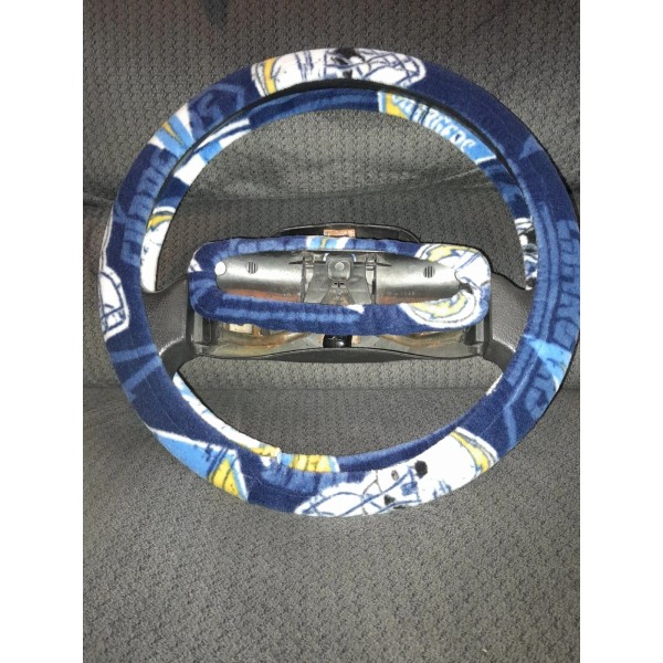 Custom LOS ANGELES CHARGERS PENNANTS FLEECE STEERING WHEEL & REAR