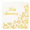 Crisky Gold Foil 50th Anniversary Cocktail Napkins for Golden Wedding