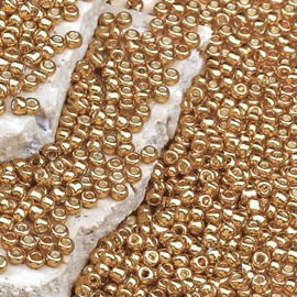 5150pcs 8/0 Glass Seed Beads Bulk, 3mm Mini Pony Round Bead for Jewelry Making Tiny Craft Small Glass Seed Beads for Jewelry Making Bracelet Wrist Necklaces(Gold)