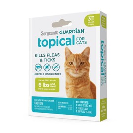 Sergeant's Guardian Flea & Tick Squeeze On Topical Cats 6lbs and Over., 3 Count