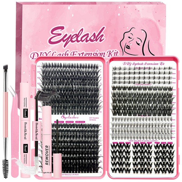 Qiveaory DIY Lash Extension Kit 584 Pcs Individual Lashes Clusters