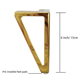Jaswass 6 Inch Gold Metal Furniture Legs Set of 4, Heavy Duty Sofa/Cabinet/Table Feet, Golden Couch Feet Replacement