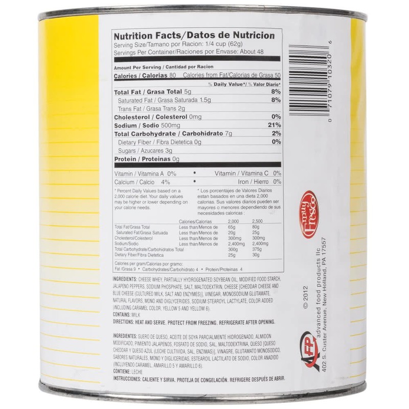 TableTop King Muy Fresco Jalapeno Nacho Cheese Sauce #10 Can
