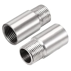 uxcell Shower Head Extension Arm Stainless Steel G1/2 Male to G1/2 Female Thread 50mm Length Cast Pipe Fitting Coupler 2Pcs