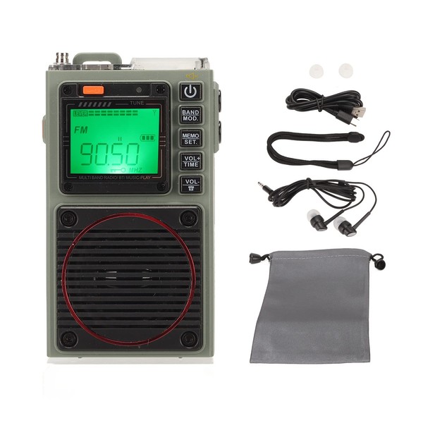 Full Band Radio Receiver Portable Retro Bluetooth Card Playback with