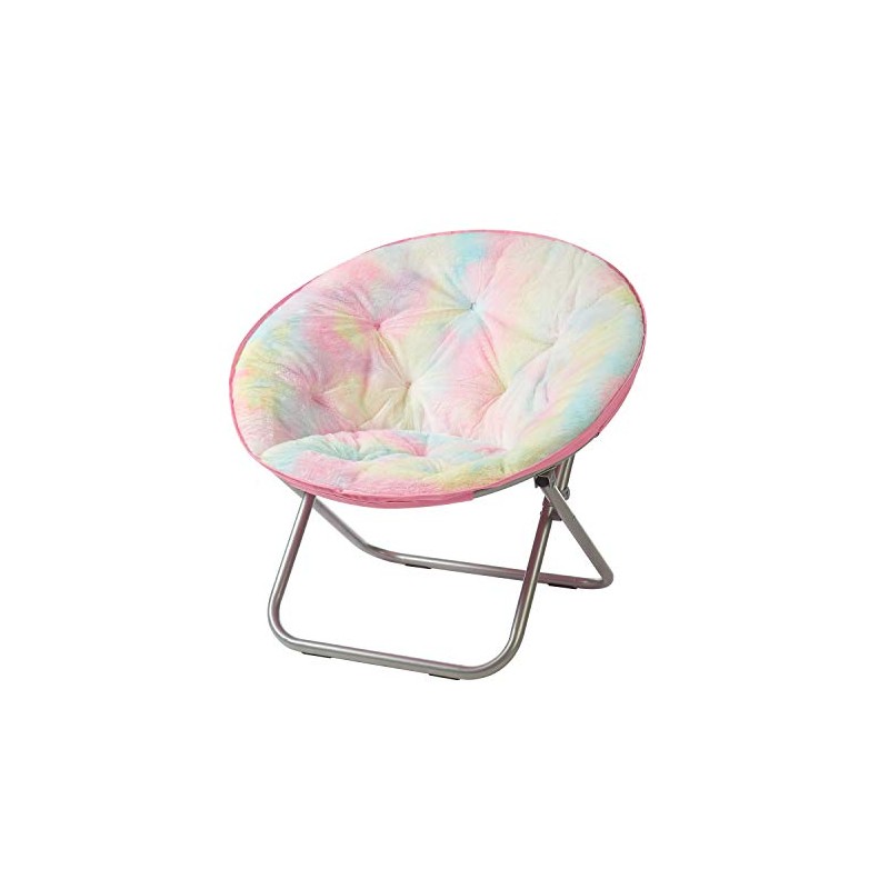 Heritage Kids Sorbet Dreams Rainbow Fur Teen Saucer Chair, Foldable,