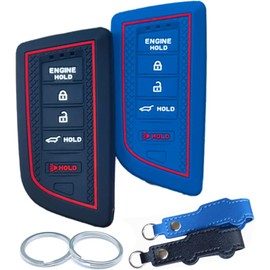 RUNZUIE 2Pcs Silicone Smart Remote Key Fob for 2022 2023 2024 Acura RDX MDX Integra A-spec w/Tech CVT Key Fob Cover 5 Buttons (Black/Blue)