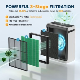 Vital 200S-P Toxin Absorber Replacement Filter for LEVOIT Vital 200S Vital 200S-P Air Purifier, H13 True HEPA and Activated Carbon 200S Filter, Vital 200S-RF-TX (LRF-V201-GUS), 2 Pack Green