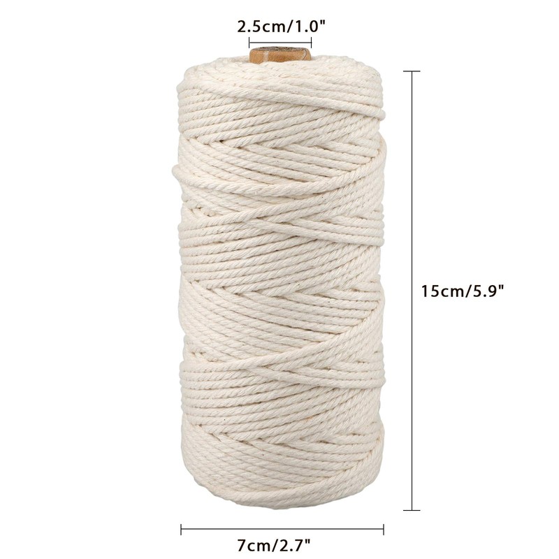 jijAcraft 3MM Macrame Cord for Crafts,100M Beige Cotton Macrame Craft