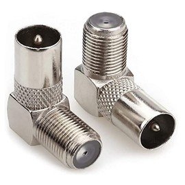 ASCL 2 x 90 Degree Angled F Socket Female to Coax Plug Male Adaptor Convertor for Aerial TV Cable Lead
