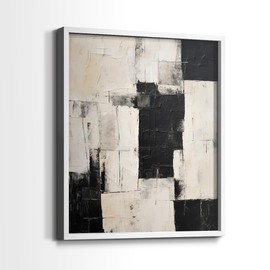 Renditions Gallery Set of 3 Peel & Stick Framed Prints, Modern Wall Art, Black and White Checkerboard Wall Decor, Re-Stickable - Ready to Hang - 22"x28" - White Frame LT597