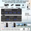 HDMI KVM Switch 2 Monitors 2 Computers 4K@60Hz, Camgeet USB3.0