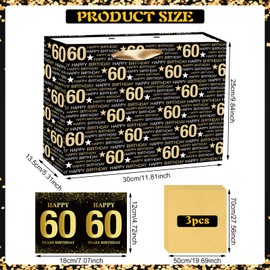 Black and Gold 60th Birthday Gift Bag