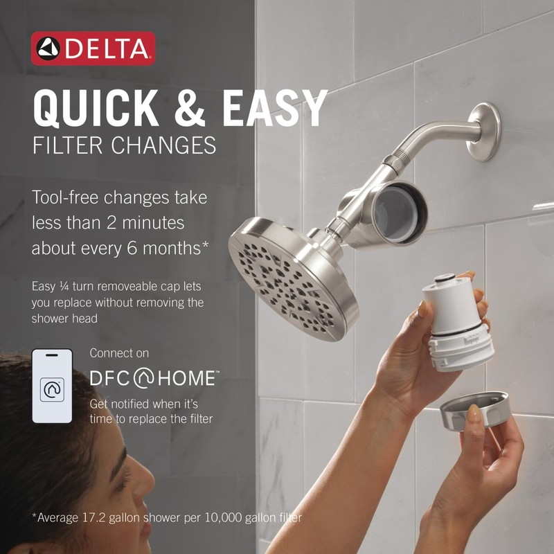 Delta Faucet Clarifi Standard Shower Filter Attachment with Filter, Hard