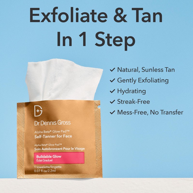 Dr. Dennis Gross Glow Pad Self-Tanner for Face – Exfoliating