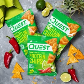 Quest Tortilla Style Protein Chips – Chili Lime Flavor, 1.1 oz (4 Count), Bold & Zesty High-Protein Snack for a Perfect Crunch!