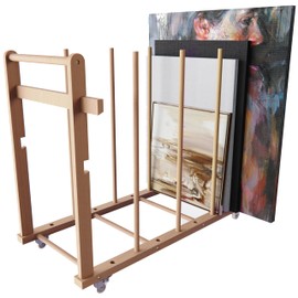 UNZERO Art Storage Rack, Art Canvas Storage, Art Drying Rack, Canvas Boards Rack Art Storage with Handle & Caster Wheels for Drawing Board, Panel, Paper Pad for Art Studios, Artworks, Gallery