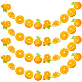 Henoyso Henoyso 4 Pcs Orange Birthday Banner Orange Party Decorations Citrus Slice Garland Citrus Party Decor Photo Backdrop Fruit Themed Baby Shower Carnivals Decorations