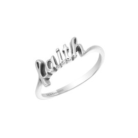 Boma Sterling Silver Faith Script Ring, Size 8